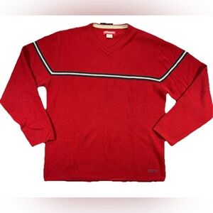 Vintage Union Bay Stripe Sweater Men's Medium Red Y2K Grunge Baggy Skater 90s
